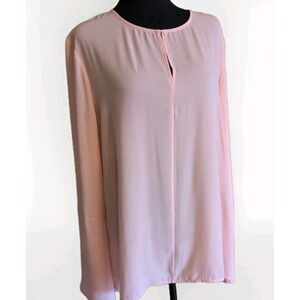 Banana Republic Blouse Top Bell Sleeve Round / V-Neck Pink  Pullover Sz XL EUC